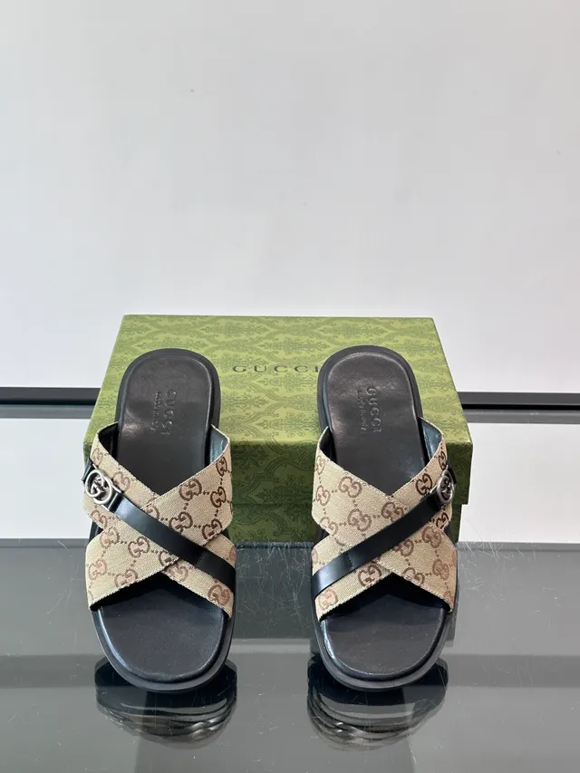 Gucci Screener Crossed-Strap Slide Slippers 5
