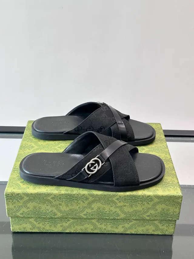 Gucci Screener Crossed-Strap Slide Slippers 7