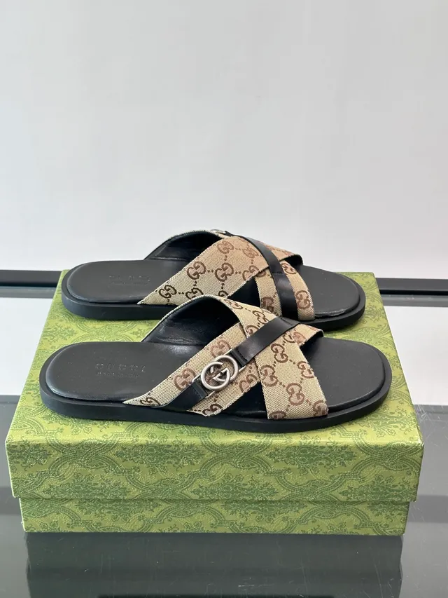 Gucci Screener Crossed-Strap Slide Slippers 8