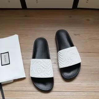 Gucci Screener Embossed GG Monogram Black and White Slippers