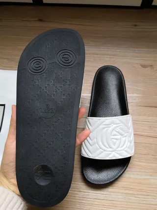 Gucci Screener Embossed GG Monogram Black and White Slippers 8