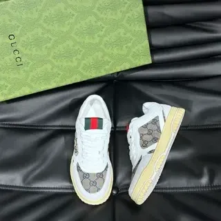 Gucci Screener GG Monogram White and Beige Lifestyle Sneakers