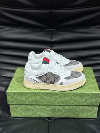 Gucci Screener GG Monogram White and Beige Lifestyle Sneakers 4