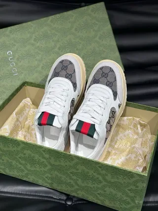Gucci Screener GG Monogram White and Beige Lifestyle Sneakers 7