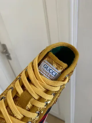 Gucci Screener Gold Sequin High-Top Lifestyle Sneakers 5