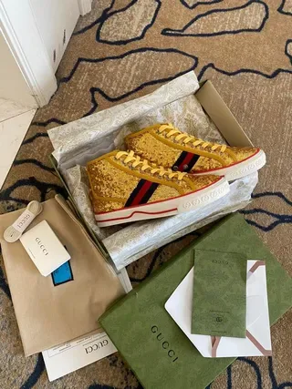 Gucci Screener Gold Sequin High-Top Lifestyle Sneakers 6