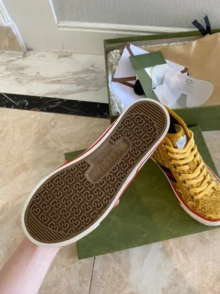 Gucci Screener Gold Sequin High-Top Lifestyle Sneakers 9