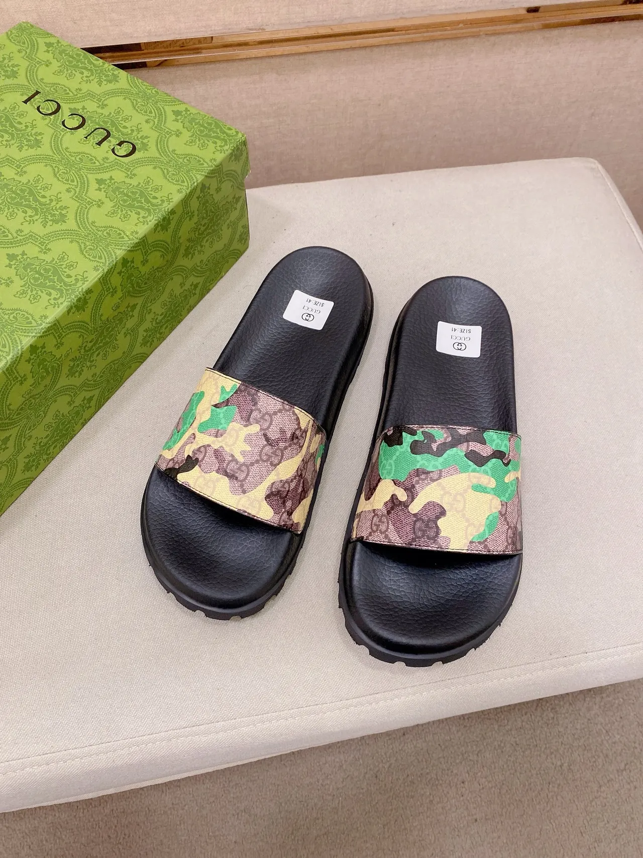 Gucci Screener Monogram Camo Slide Slippers 4