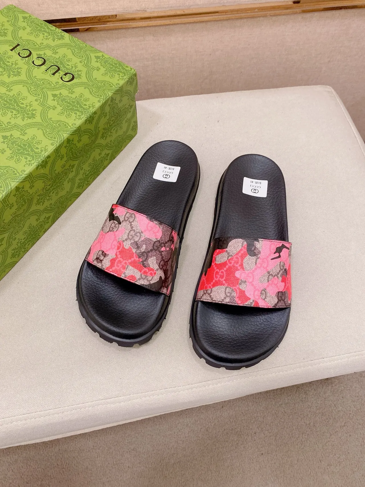 Gucci Screener Monogram Camo Slide Slippers 6