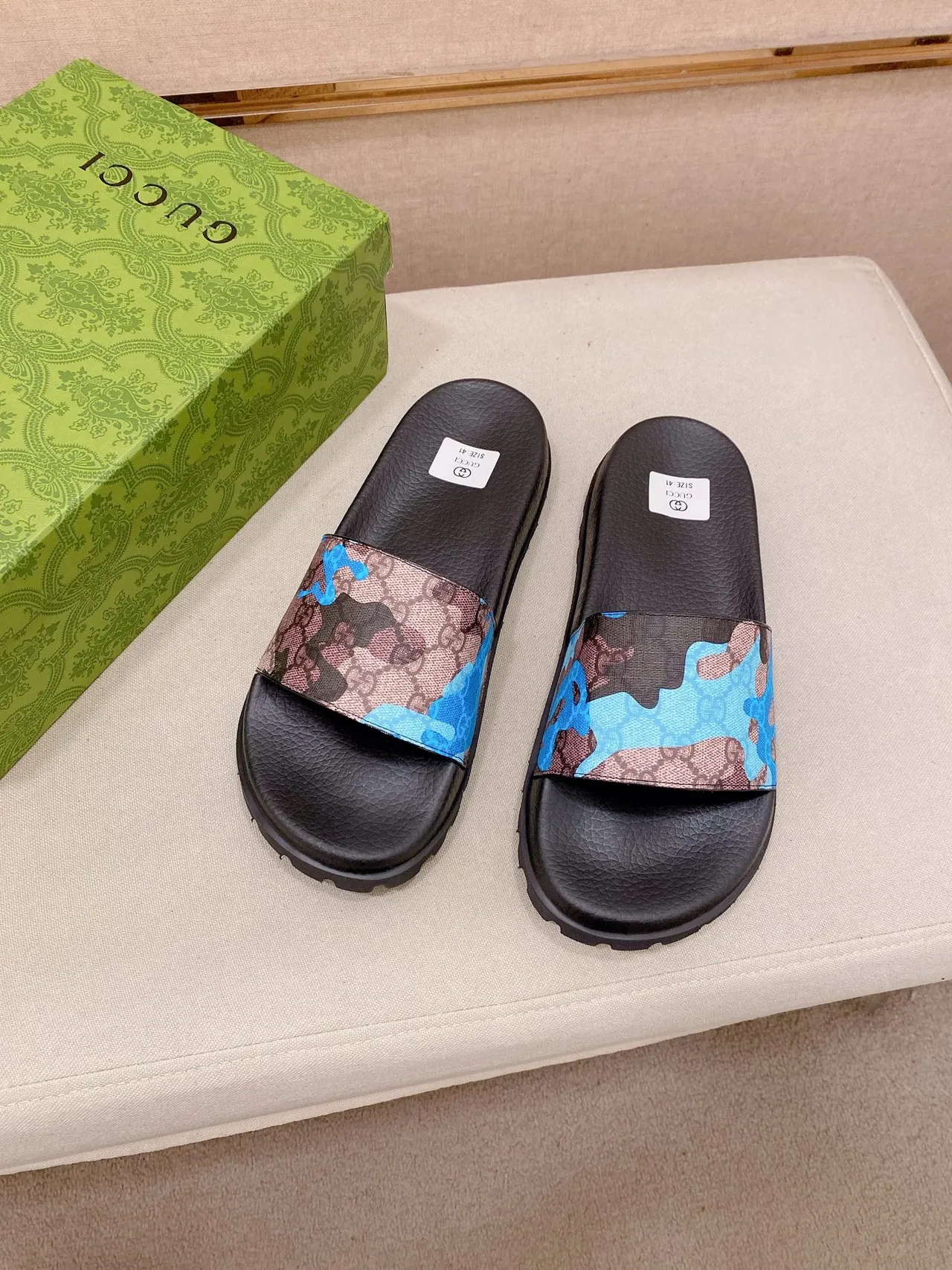 Gucci Screener Monogram Camo Slide Slippers 7
