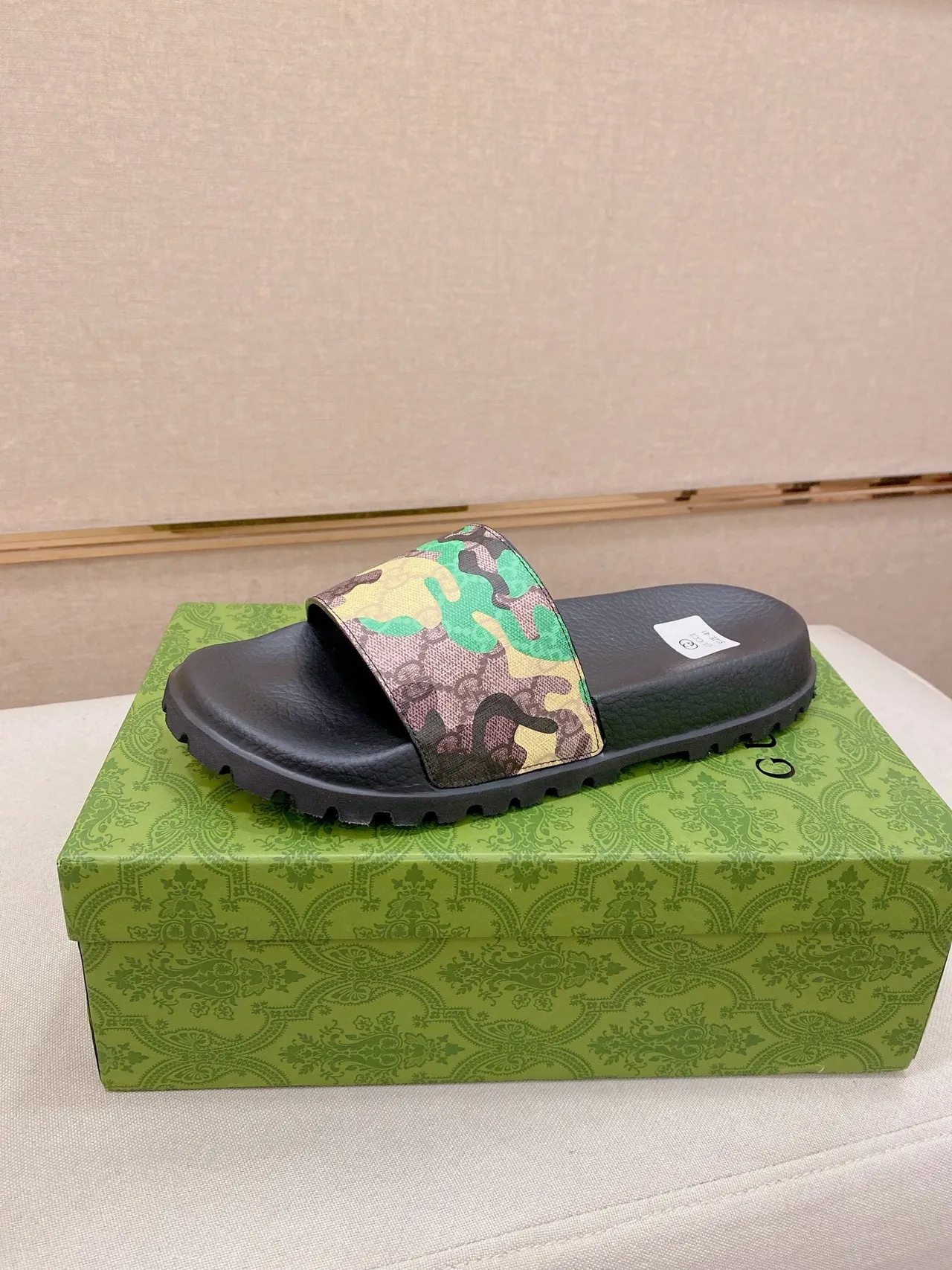 Gucci Screener Monogram Camo Slide Slippers 9