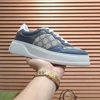Gucci Screener Navy and Beige GG Monogram Lifestyle Sneakers