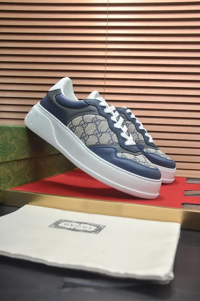 Gucci Screener Navy and Beige GG Monogram Sneakers Lifestyle 3