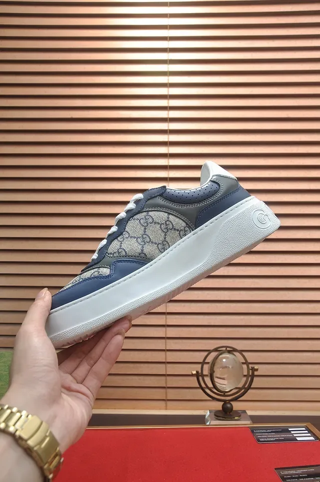 Gucci Screener Navy and Beige GG Monogram Sneakers Lifestyle 5