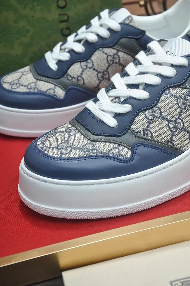 Gucci Screener Navy and Beige GG Monogram Sneakers Lifestyle 8