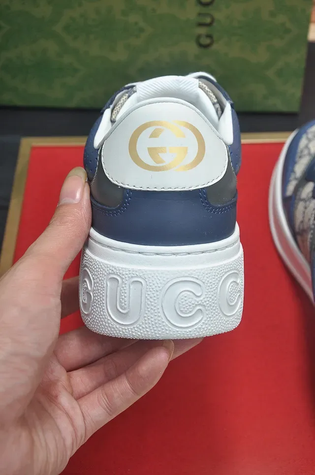 Gucci Screener Navy and Beige GG Monogram Sneakers Lifestyle 9