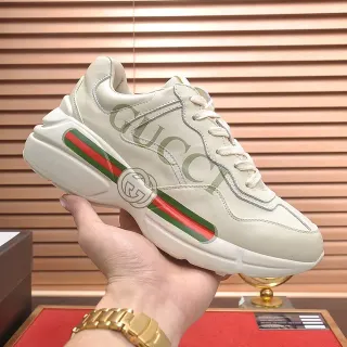 Gucci Screener Off-White Leather Web Stripe Lifestyle Sneakers