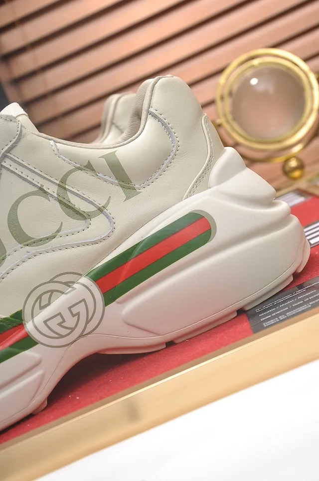 Gucci Screener Off-White Leather Web Stripe Lifestyle Sneakers 2