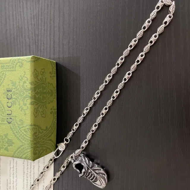 Gucci Screener Silver Black Sculpted Shoe Pendant Necklace 5