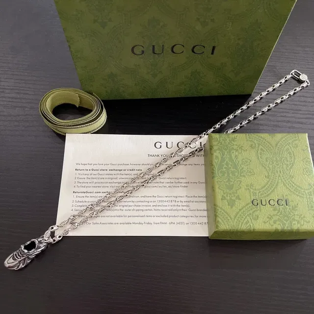 Gucci Screener Silver Black Sculpted Shoe Pendant Necklace 9