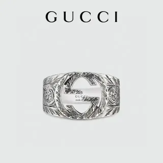 Gucci Screener Silver Wide Band Engraved Floral Motifs Ring