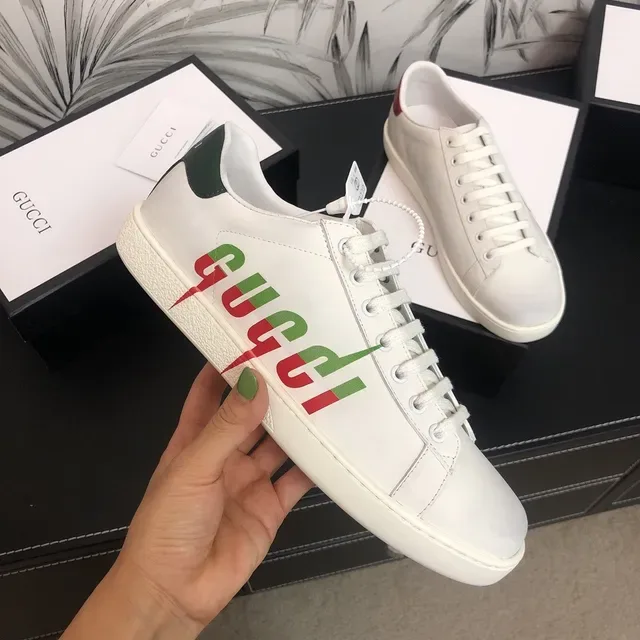 Gucci Screener White Leather Multicolor Logo Lifestyle Sneakers 1