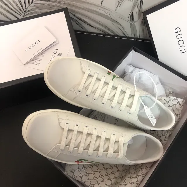 Gucci Screener White Leather Multicolor Logo Lifestyle Sneakers 4