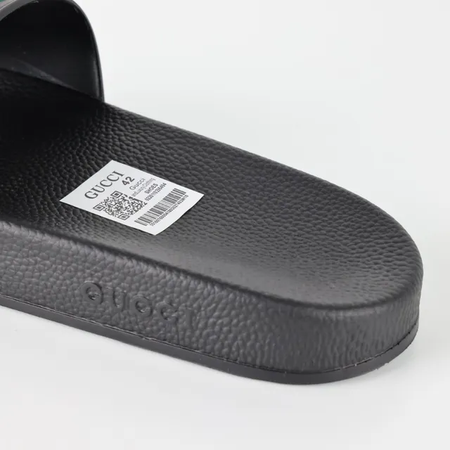 Gucci Slide Black Green Red Rubber Slippers 4