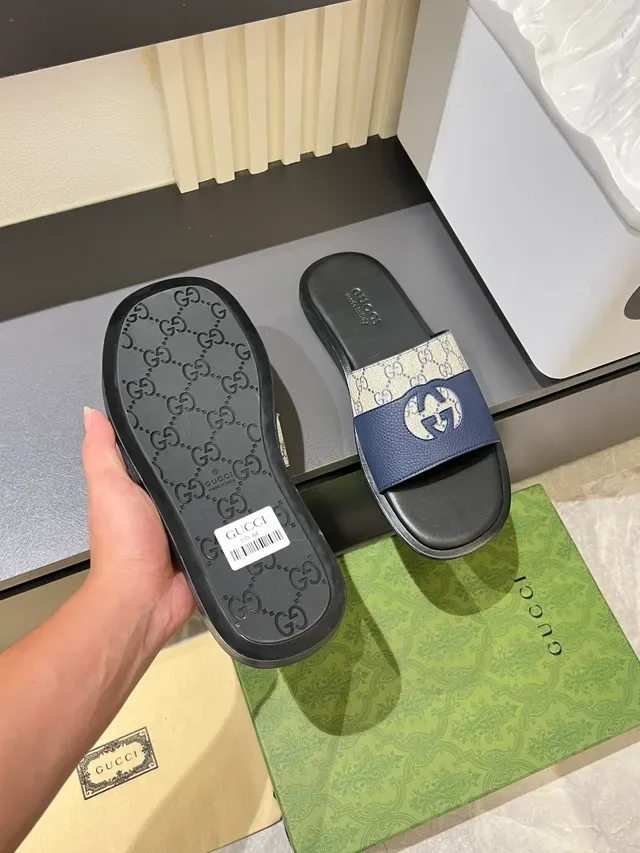 Gucci Slide Logo-Embossed Monogram Canvas Slippers 2