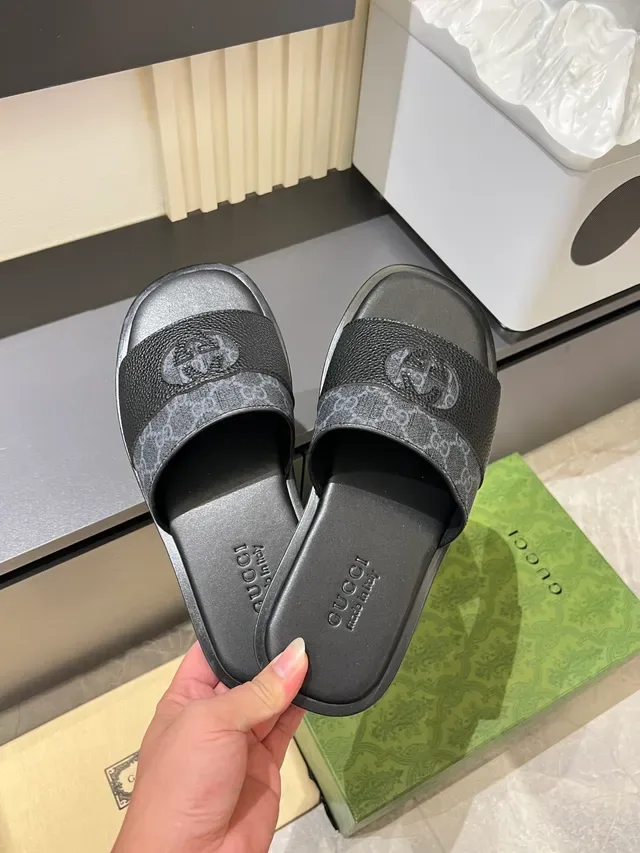 Gucci Slide Logo-Embossed Monogram Canvas Slippers 5