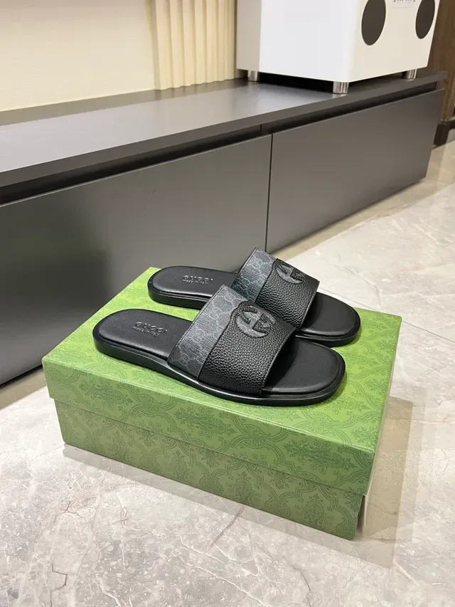 Gucci Slide Logo-Embossed Monogram Canvas Slippers 7