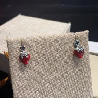 Gucci Strawberry Enamel Double G Earrings