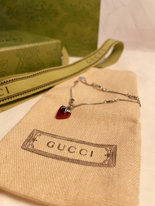 Gucci Strawberry Enamel Silver-Tone Earrings 8