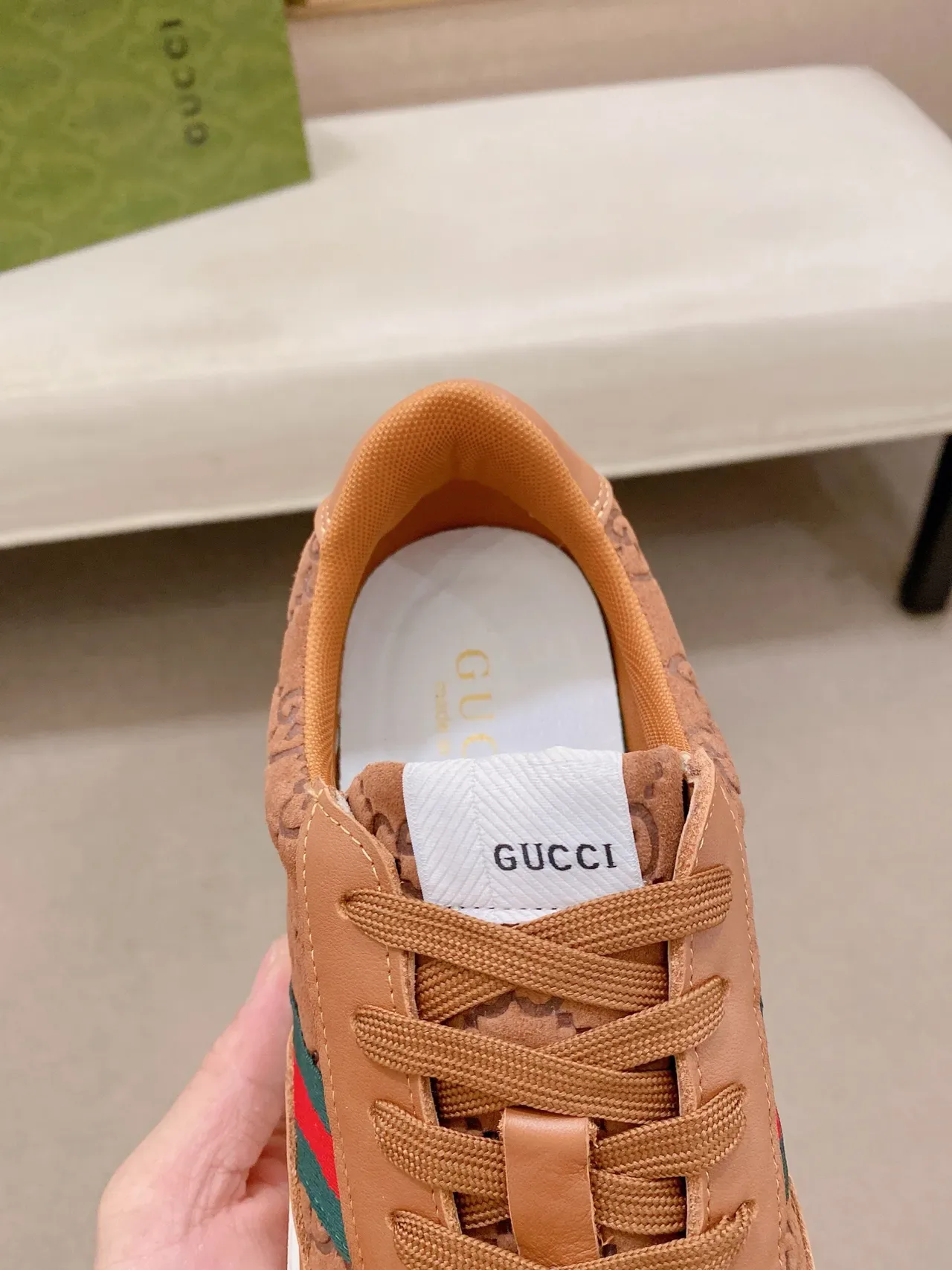 Gucci Tennis 1977 Brown Monogram Web Stripe Lifestyle Sneakers 3