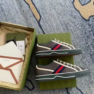 Gucci Tennis 1977 Gray Multicolor Low-Top Canvas Upper Lifestyle Sneakers