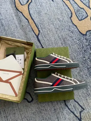 Gucci Tennis 1977 Gray Multicolor Low-Top Canvas Upper Lifestyle Sneakers 1