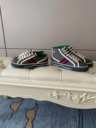 Gucci Tennis 1977 Gray Multicolor Low-Top Canvas Upper Lifestyle Sneakers 3