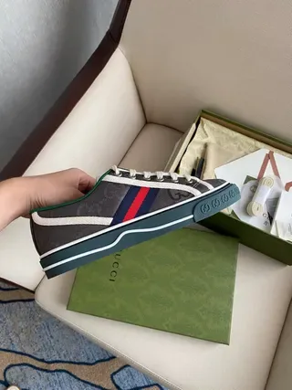 Gucci Tennis 1977 Gray Multicolor Low-Top Canvas Upper Lifestyle Sneakers 5