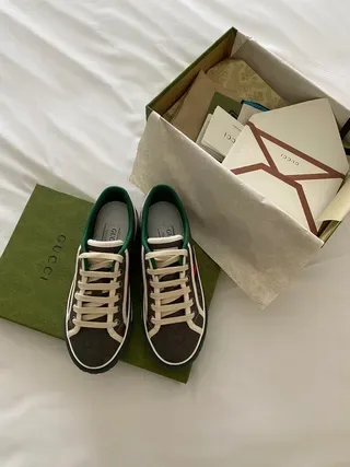 Gucci Tennis 1977 Gray Multicolor Low-Top Canvas Upper Lifestyle Sneakers 6
