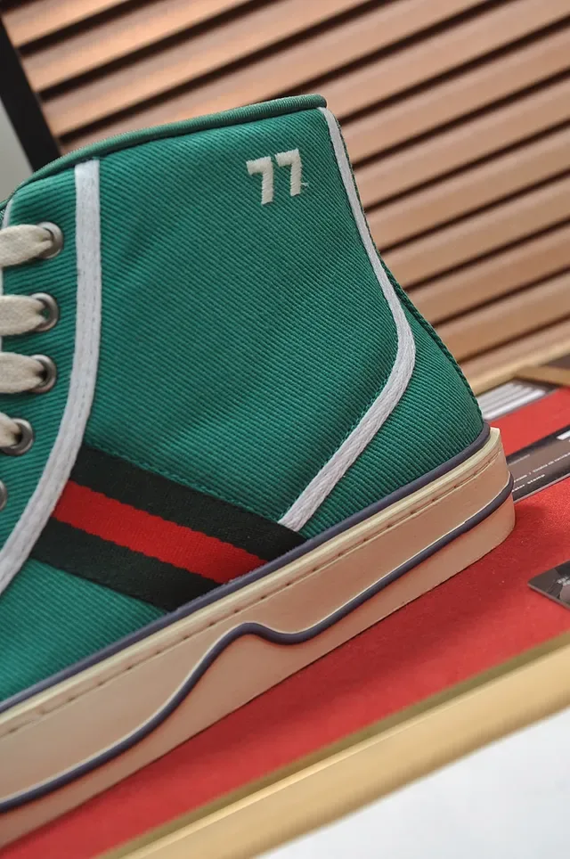 Gucci Tennis 1977 Green Canvas High-Top Lifestyle Sneakers 2