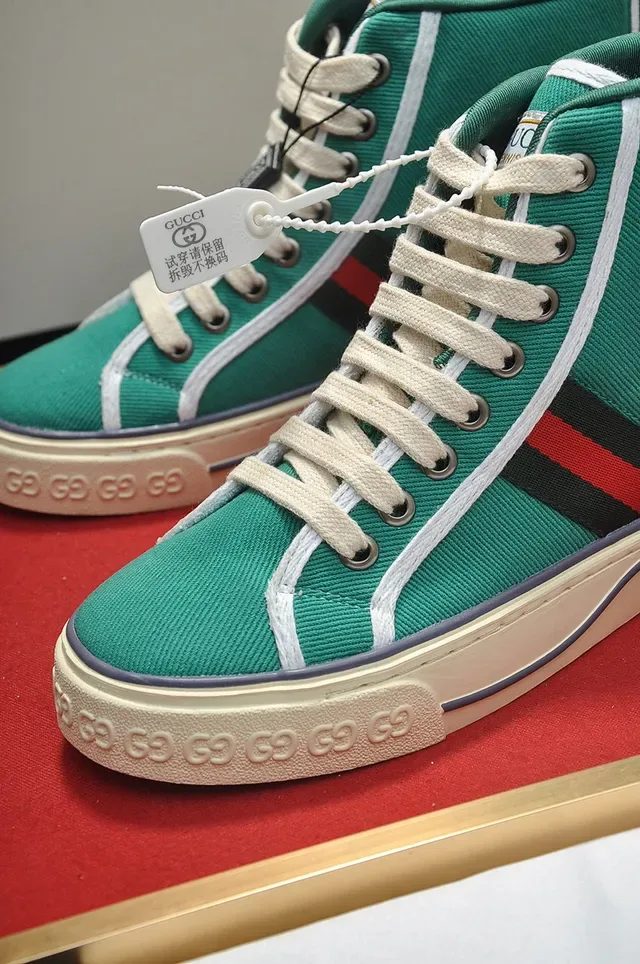 Gucci Tennis 1977 Green Canvas High-Top Lifestyle Sneakers 3