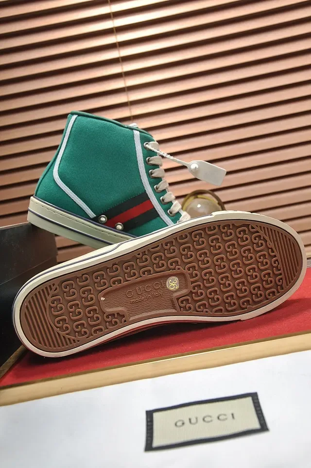 Gucci Tennis 1977 Green Canvas High-Top Lifestyle Sneakers 4