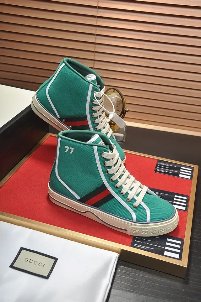 Gucci Tennis 1977 Green Canvas High-Top Lifestyle Sneakers 5