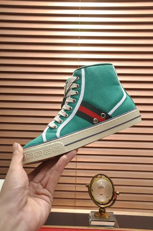 Gucci Tennis 1977 Green Canvas High-Top Lifestyle Sneakers 6
