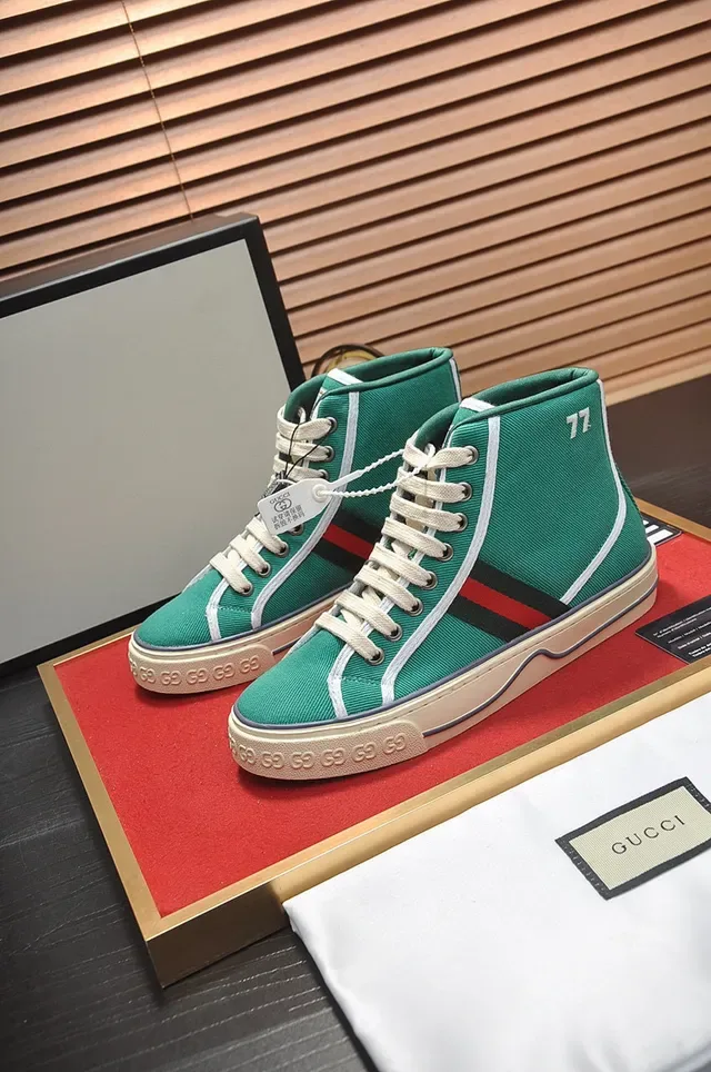 Gucci Tennis 1977 Green Canvas High-Top Lifestyle Sneakers 7