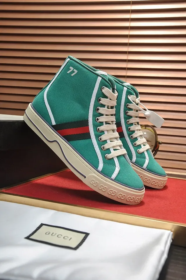 Gucci Tennis 1977 Green Canvas High-Top Lifestyle Sneakers 8