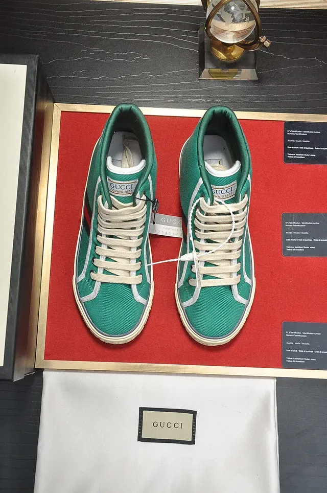 Gucci Tennis 1977 Green Canvas High-Top Lifestyle Sneakers 9