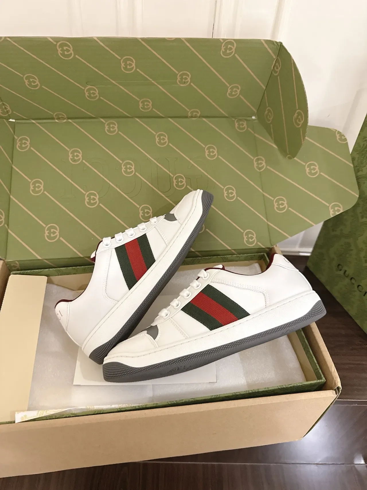 Gucci Tennis 1977 White Green Red Web Lifestyle Sneakers 2