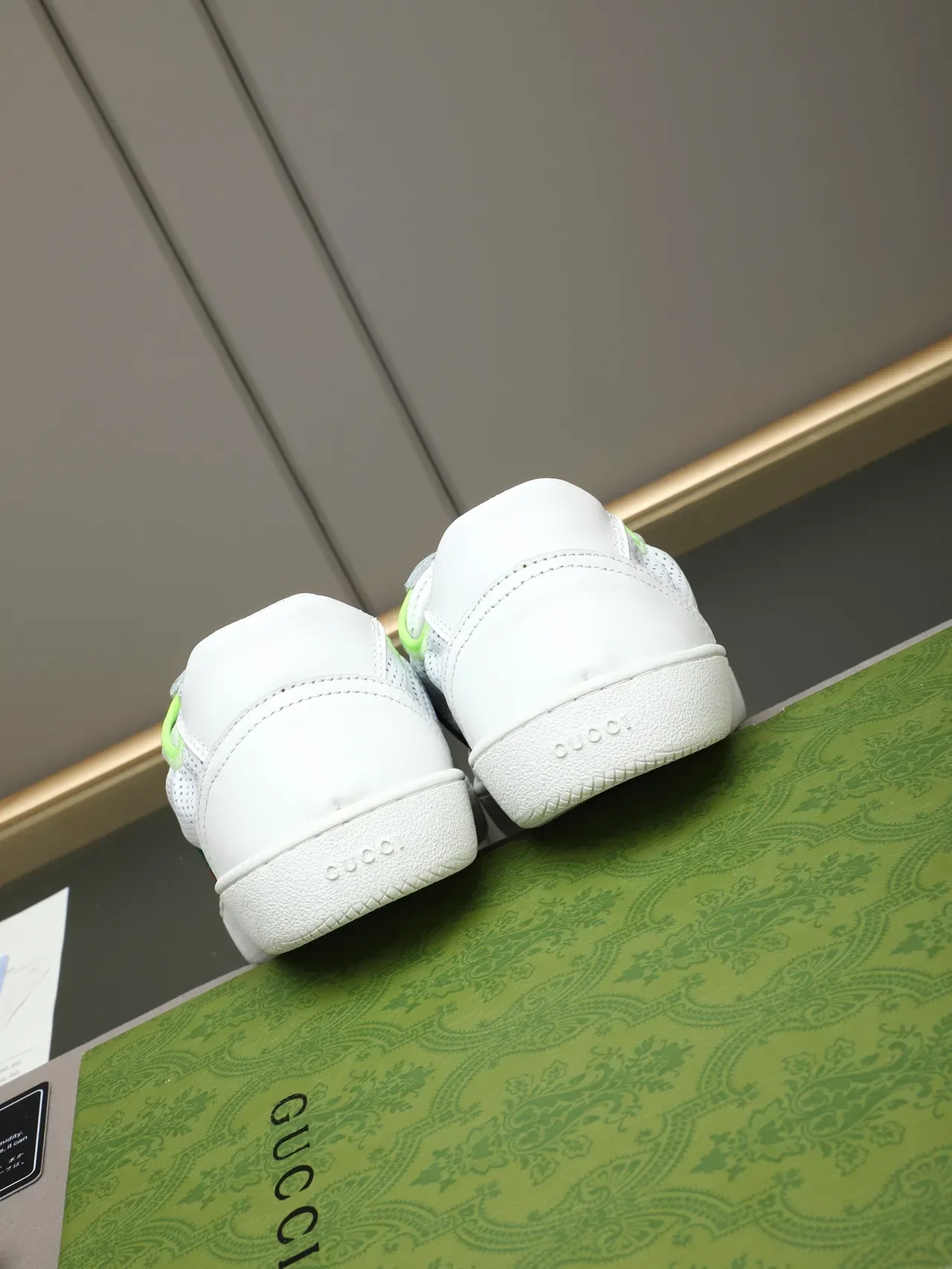 Gucci Tennis 1977 White Green Red Web Perforated Leather Lifestyle Sneakers 3