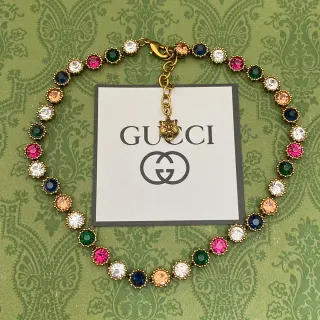 Gucci Tiger Collier à multiples pierres avec perles en ton doré